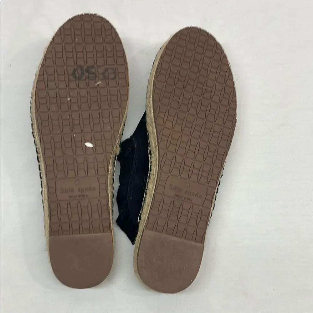 Kate Spade Black Suede Ruffled Espadrille Mules Size 7